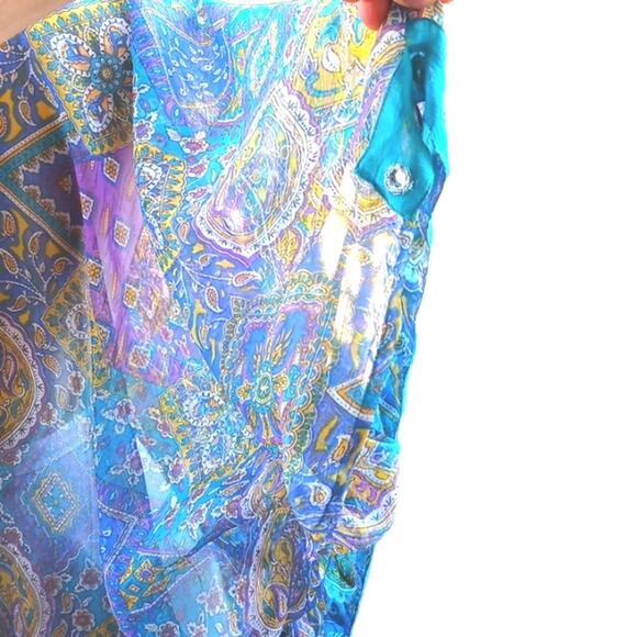 EXOTIC BEACH COVERUP Turqouise Sequins PLUS SIZE Paisely Gypsy Mirror One Size - Picture 10 of 10
